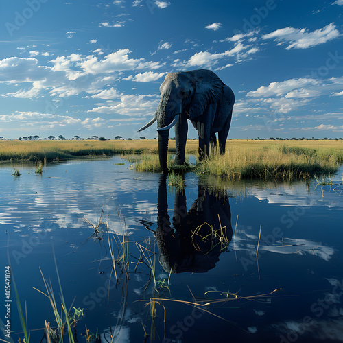 elephant at the lake
