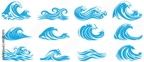 Blue sea waves icon on a white background. vector illustration design.