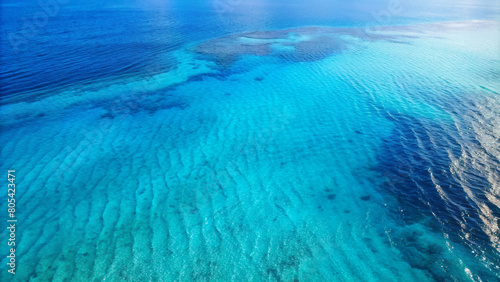 Aerial View of a Vibrant Coral Reef in Crystal Clear Waters