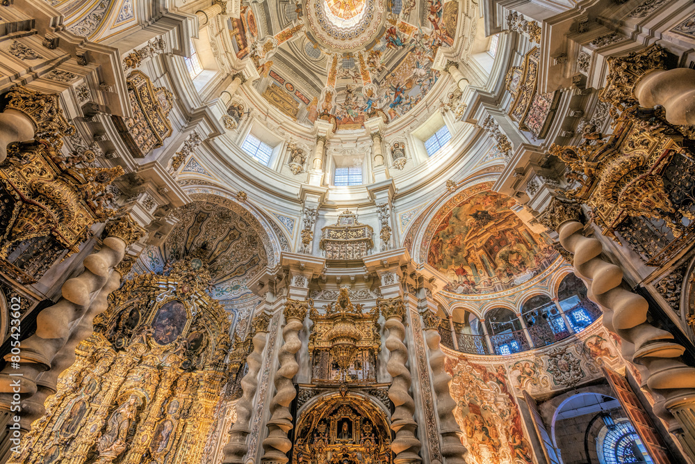 Obraz premium Ceiling of San Luis de los Franceses church, in Baroque style, Seville, Spain.