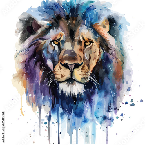 Watercolor painting of a lion, isolated on a white background, lion vector, drawing clipart, Illustration Vector, Graphic Painting, design art, logo