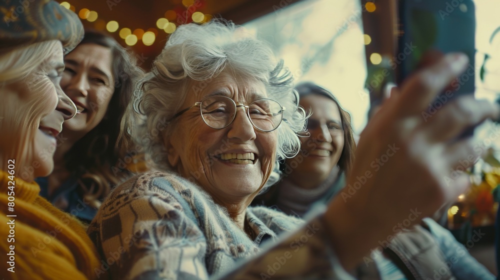 Obraz premium the joy of seniors attending virtual family reunions and celebrations, connecting with loved ones near and far.