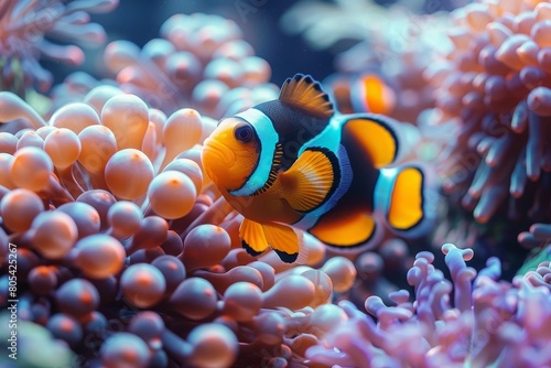 A beautiful, vibrant underwater ocean garden with sea life and coral. 