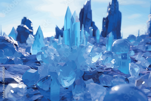 Amazing colorful Quartz Rainbow Flame Blue Aqua Aura crystal cluster closeup macro isolated on black background