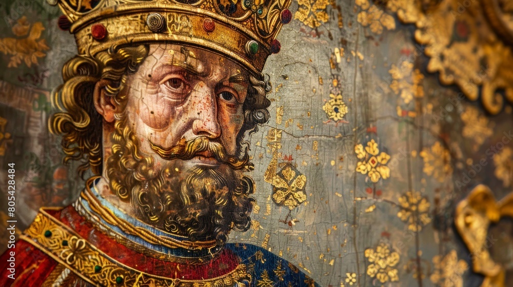 painting of an ancient medieval king worn by time in high resolution and high quality painting of an ancient medieval king worn by time in high resolution and high quality