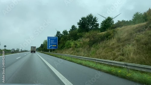 Vehicle driving on a German highway. Editorial video. 