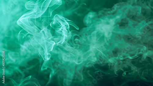 Smoke in cool mint green, with a neon light texture that adds a fresh and invigorating element to the abstract design. © Nancy