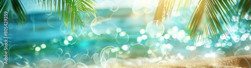 Banner background with summer elements for summer events with blank space.