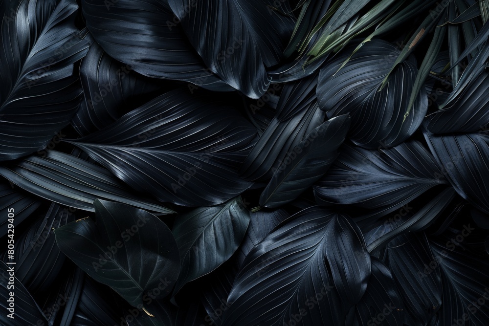 Close-Up Of  Dark green leaves. Beautiful simple AI generated image in 4K, unique.