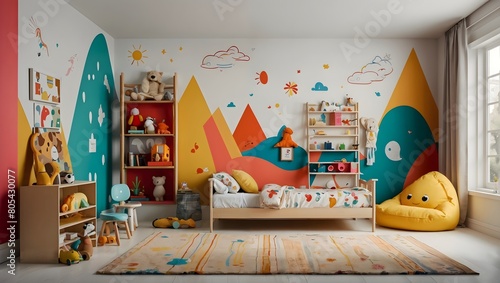 Fantasieland: Ein spielerisches und buntes Kinderzimmer voller Kreativität und Spaß photo