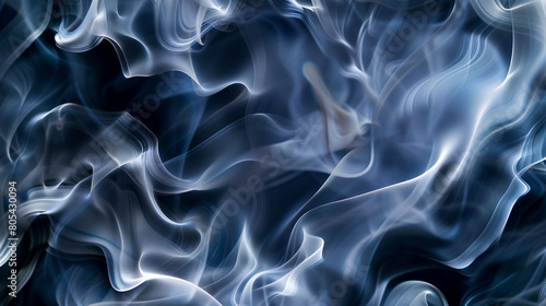 Soft plumes of smoke in deep indigo and silver, curling together to form an elegant and sophisticated abstract portrait.