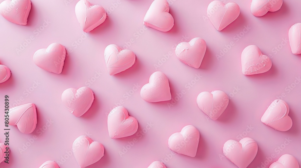 Pink hearts on a pink background.