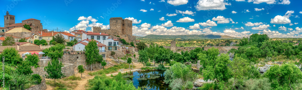 Fototapeta premium Panoramic view of Puente del Congosto, province of Salamanca, Spain.
