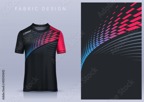 Fabric textile design for Sport t-shirt, Soccer jersey mockup for football club. uniform front view.	