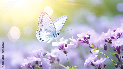  Butterfly above lavender, Lavender flowers with bokeh, Butterfly and lavender flowers