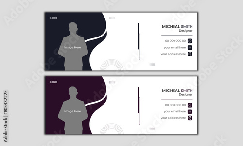 Elegant mail signature card template with digital profile design