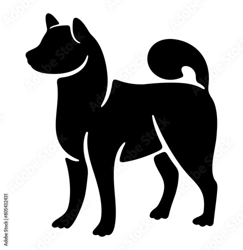 Dog akita inu breed, animal and pet. Doggy, canine, puppy, pawl and doggie, illustration