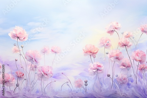 Graceful watercolor lavender  pastel tones against white  emphasizing a tranquil and devoted union    against pur white background