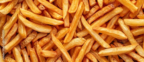 close-up pattern of goldbrown bread french frites with condiments photo