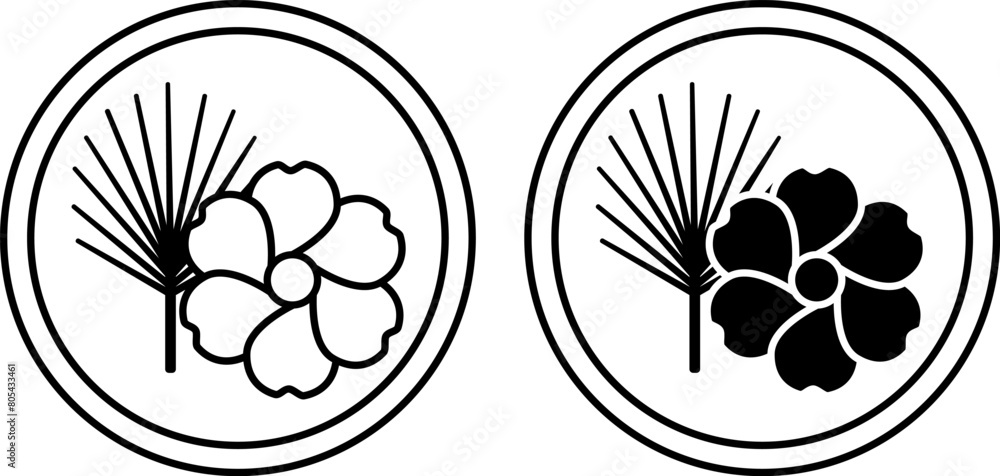 Rayon Fabric Fiber Icons. Black and White Vector Icons. Pine Branch and Cotton Flower. Viscose Silk. Textile Fiber Based on Natural Fiber. Environmentally Friendly Quality Material. Label for Clothing Rayon Fabric Fiber Icons. Black and White Vector Icons. Pine Branch and Cotton Flower. Viscose Silk. Textile Fiber Based on Natural Fiber. Environmentally Friendly Quality Material. Label for Clothing