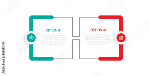 Vector template infographic with 2 step process suitable for workflow, business information, presentation and web graphic design 