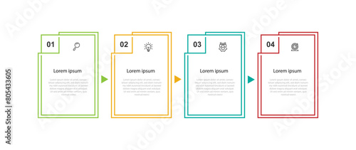 Design template infographic vector element with 4 step line square or option 