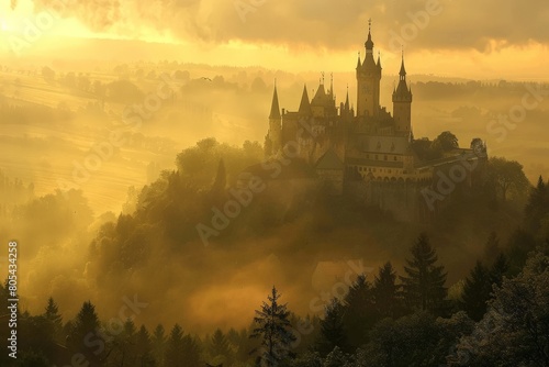 Wallpaper Mural Sunset over green mountain with atlantic ocean, Faroe islands - Kallur lighthouse. Beautiful simple AI generated image in 4K, unique. Torontodigital.ca