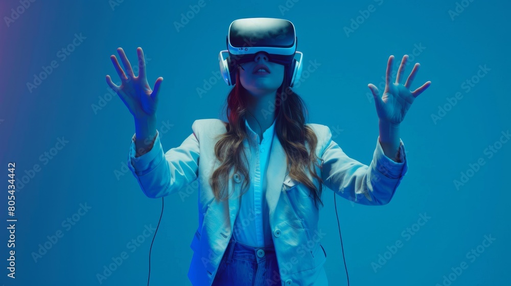 Woman Experiencing Virtual Reality Woman Experiencing Virtual Reality