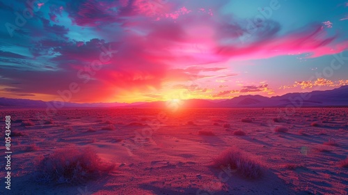 Desert Sunset  Neon visuals capturing the beauty of a desert sunset