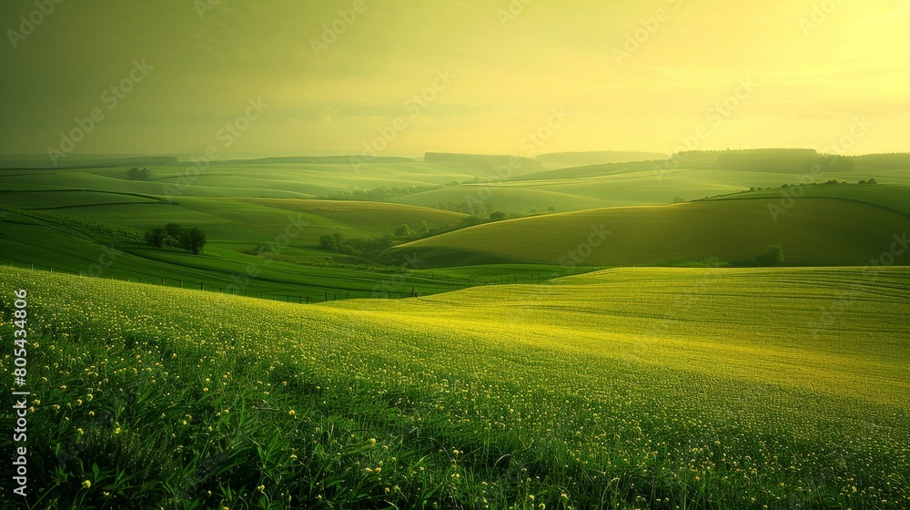 Fields and Meadows Pastoral Landscape: A neon photo of a pastoral landscape