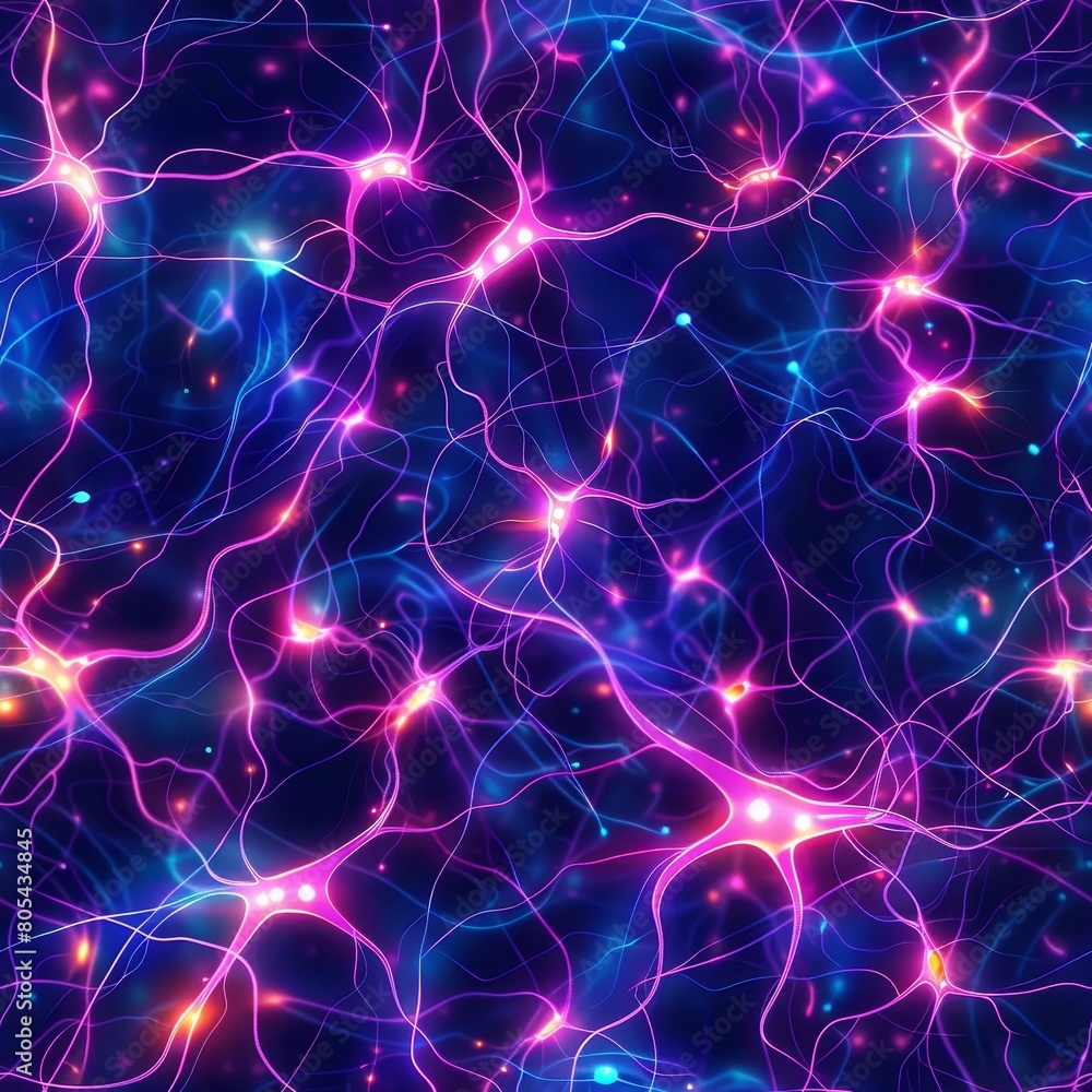 The neurons connect in a different colorful pattern background The neurons connect in a different colorful pattern background