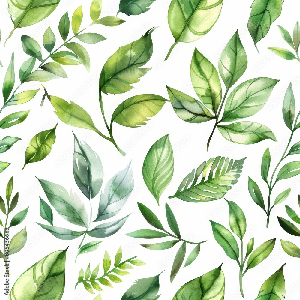 Watercolor leaves seamless pattern background Watercolor leaves seamless pattern background