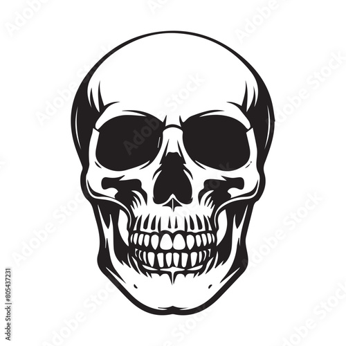 Simple human skull head icon logo, vector illustration on white background © stockLines