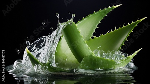 Aloe vera leaves on dark background