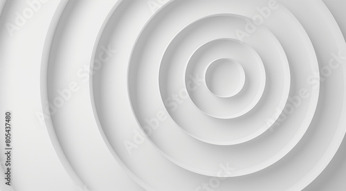 Abstract white background with a series of circles of varying sizes. The circles are arranged in a spiral pattern, creating a sense of movement and energy. Scene is dynamic and visually engaging