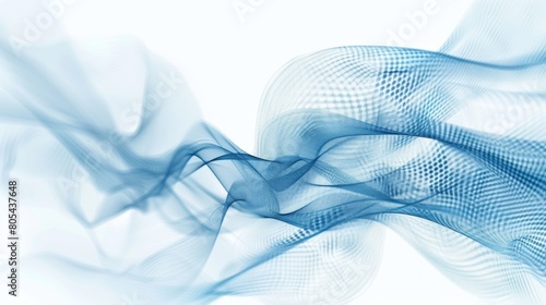 Blue and white abstract background with soft flowing waves