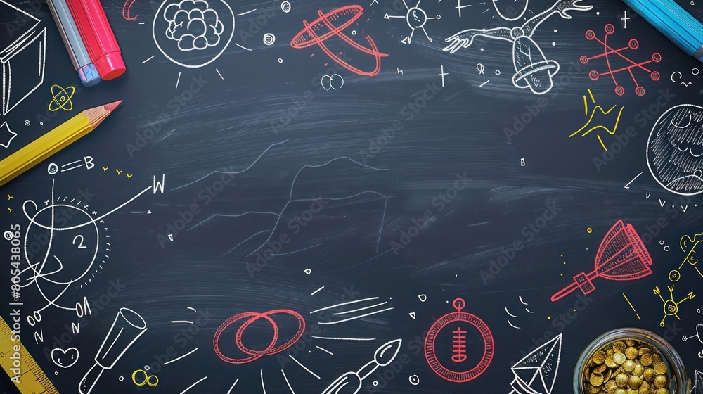 Abstract blackboard. Sketchy background with hand drawn school supplies. Education concept,A chalkboard background with school icons and mathematical symbols,Colorful vector background. Generated AI Abstract blackboard. Sketchy background with hand drawn school supplies. Education concept,A chalkboard background with school icons and mathematical symbols,Colorful vector background. Generated AI