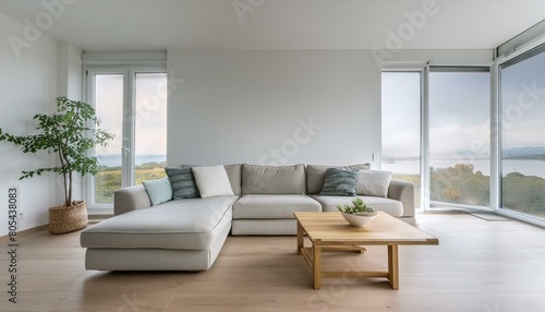 Minimalist modern living room interior background, living room mock up in scandinavian style, empty wall mockup © Muhammad