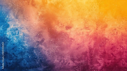 Blue orange yellow pink grainy gradient background abstract poster design noise texture copy space © Ilmi
