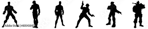 Undead encounters, men with weapons ,Horror silhouettes,Full body men action,Ghoulish gestures vector ,Gunned men show,Dynamic action of men
