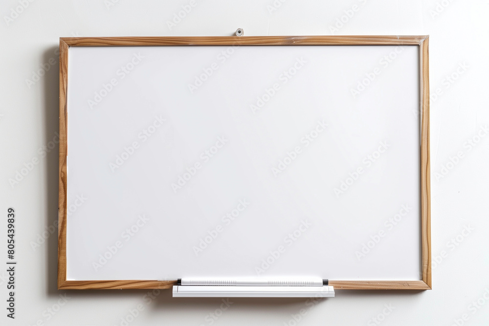 Blank whiteboard on the white wall Blank whiteboard on the white wall