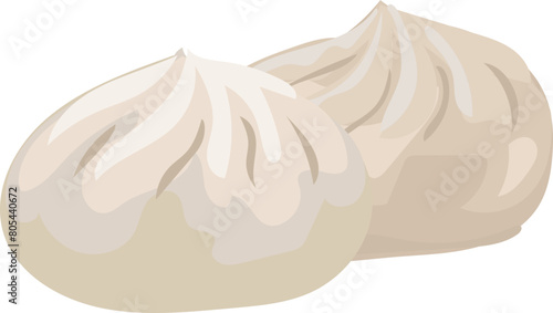 Stuffed steamed bun illustration on transparent background.
