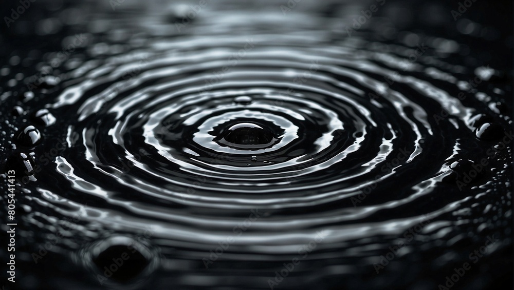 Panorama Water ripples from a drop of water in the dark. water drop dark tone. Abstract black circle water drop ripple. Liquid texture background. Rippled liquid with mood effect in black and white. Panorama Water ripples from a drop of water in the dark. water drop dark tone. Abstract black circle water drop ripple. Liquid texture background. Rippled liquid with mood effect in black and white.