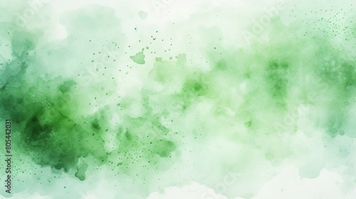 Watercolor light green and white splotches and splashes background