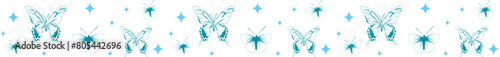 Butterfly with star doodle line border on transparent background.
 photo