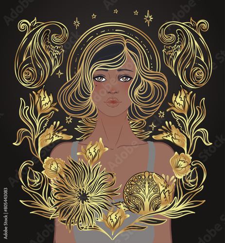Retro fashion, glamour girl of twenties. African American woman. Vector illustration. Flapper 20s style. Vintage party invitation design template. Fancy black lady.