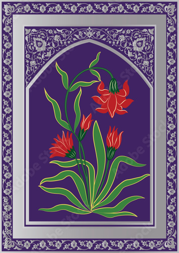 Jharoka , Mughal art , Decorative Indian beautiful Mughal illustration plant for print. Mughal vector background , isolated