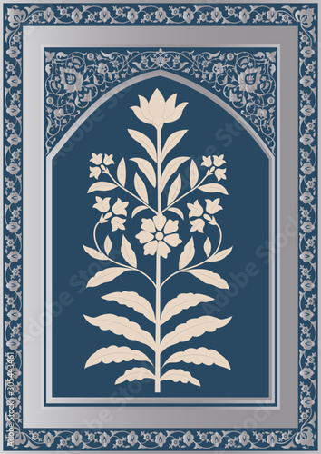 Jharoka , Mughal art , Decorative Indian beautiful Mughal illustration plant for print. Mughal vector background , isolated