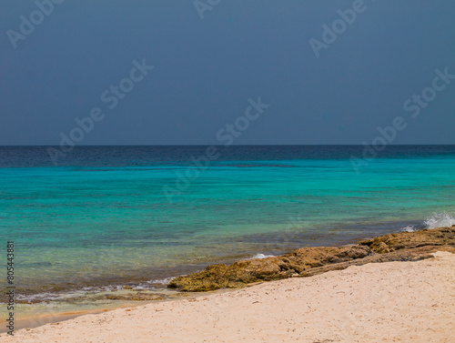 Fototapeta Naklejka Na Ścianę i Meble -  Tropical beach with turquoise water and white sand in Curaçao