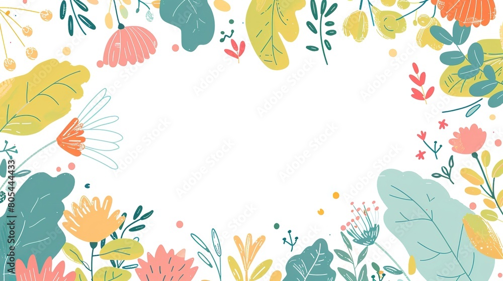 flower meadow field with copy space cute cartoonish page print border design, with blank empty space for mock up message background flower meadow field with copy space cute cartoonish page print border design, with blank empty space for mock up message background